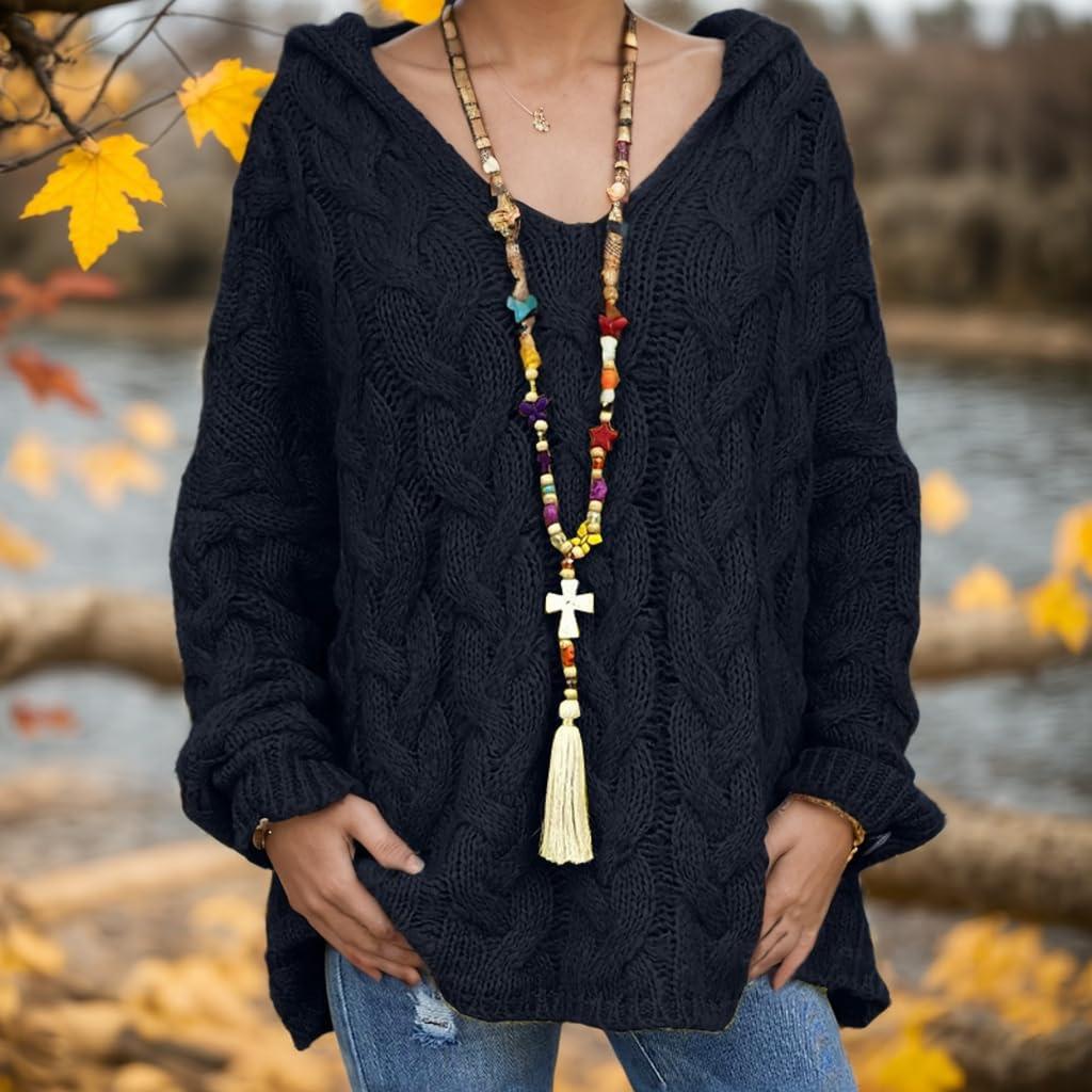 Women's Fashionable Long-sleeved Woven Floral Pullover Knitted Sweater Sweater Top