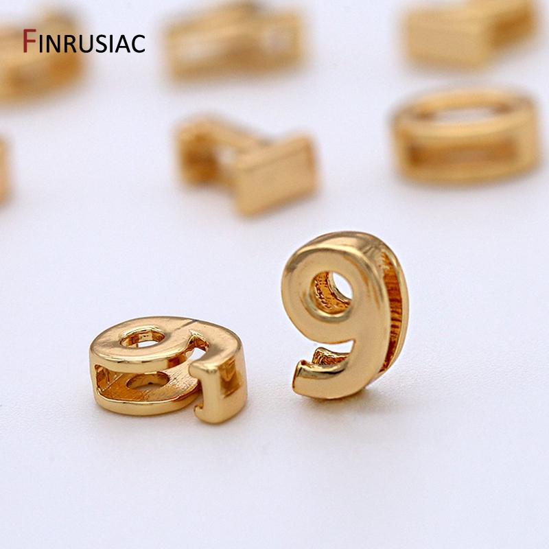 Simple Number 0-9 Number Beads Pendant For Beaded Bracelet Jewelry Making, Gold Plated Handmade DIY Beads Jewelry Accessories