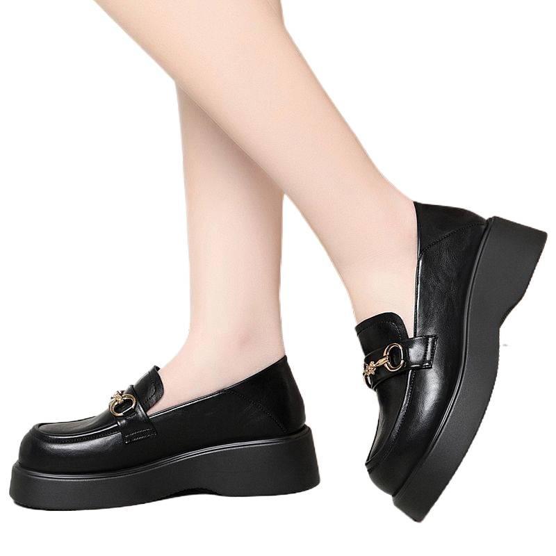 Women's Slip-On Leather Loafers - Fashionable, Versatile, Non-Slip, Comfortable, Soft Sole for Spring and Autumn