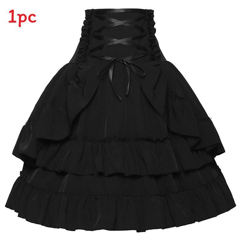 Halloween Gothic Renaissance Skirt With Drawstring For Cosplay And Costumes