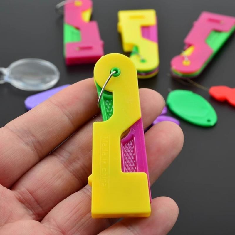 Multifunctional Needle Threader Assorted Random Color Ideal for Effortlessly Sewing Crafting and Projects