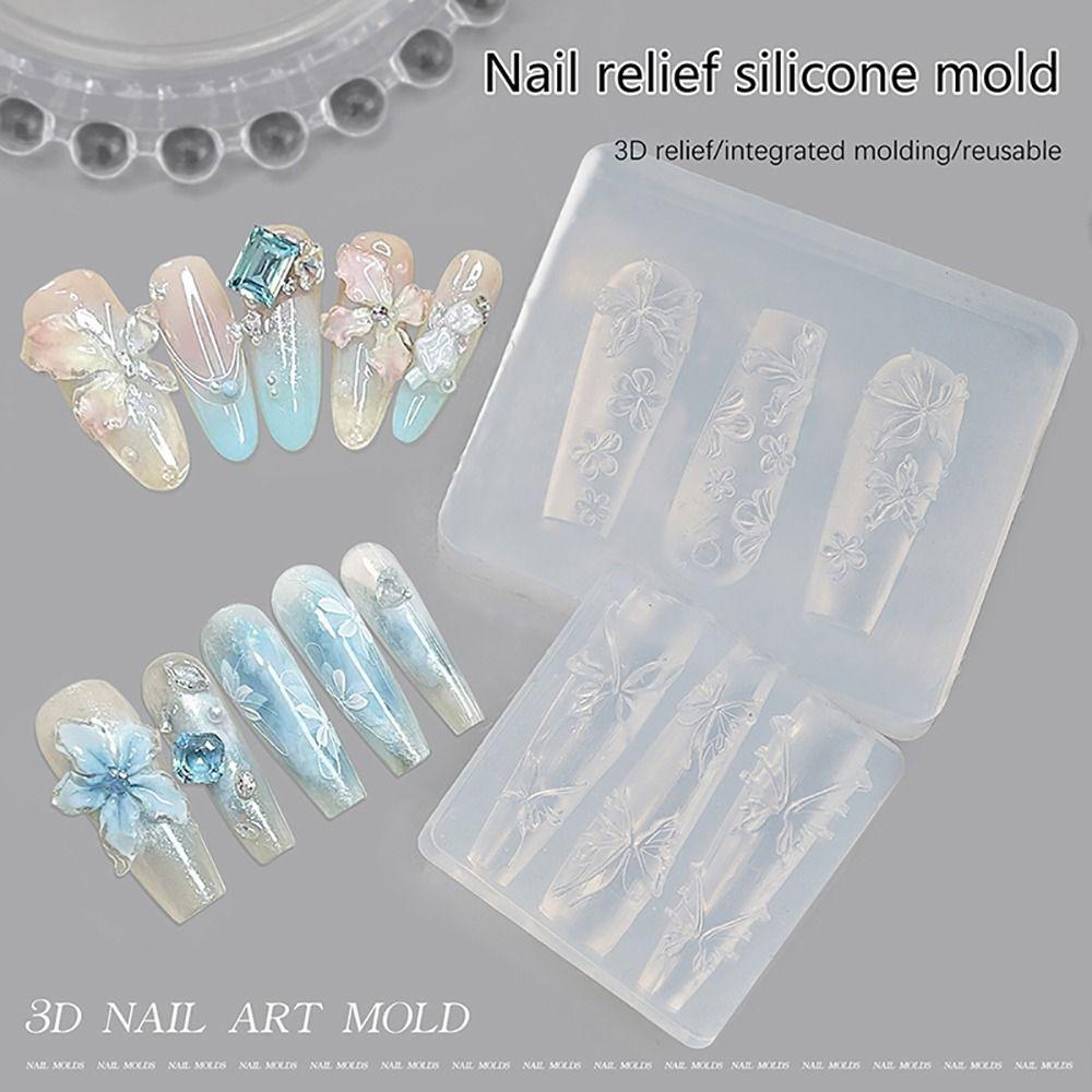 1Pcs Stamping Plate Nail Silicone Mold 3D Nail Art Decoration New Manicure Mold