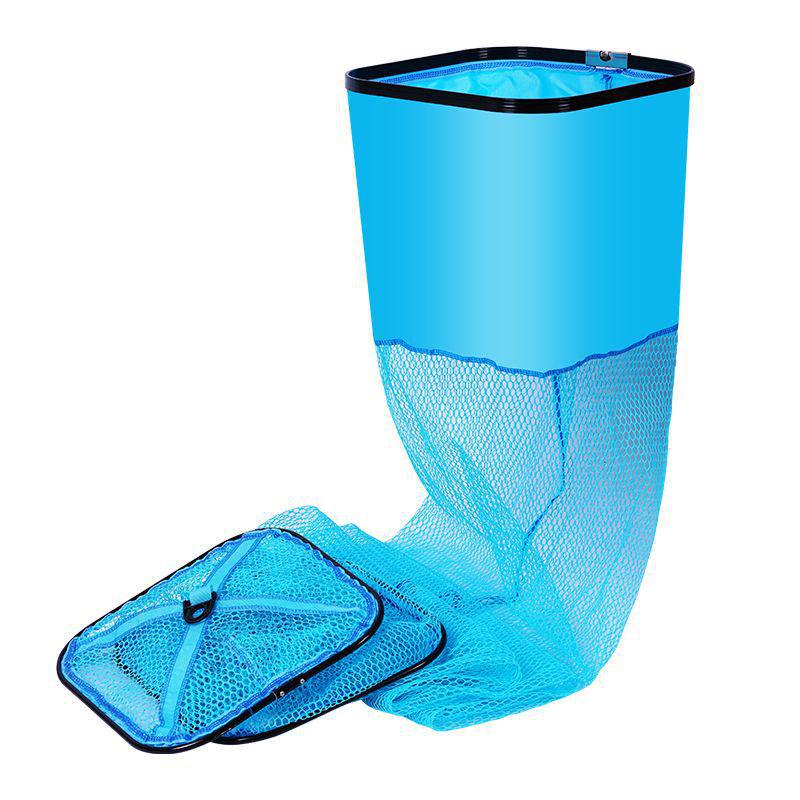 Sky Blue Square Portable Fish Basket with Chair and Net