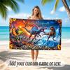 Dinosaur Theme Quick Dry Beach Towel Custom Name Text Print Large Sand Resistant Towel Beach Vacation