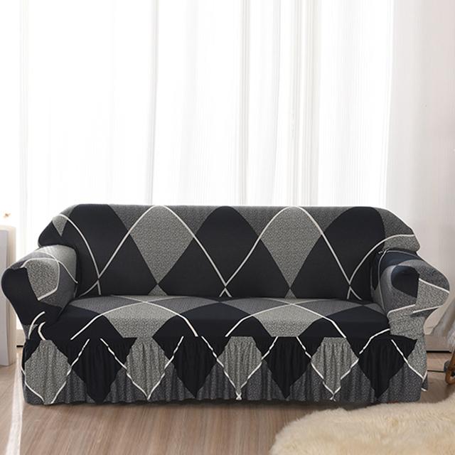 Universal Sofa Slipcover With Skirt Fitted Couch Cover Washable High Elastic Fabric With Skirt Sofa Cover For Dogs