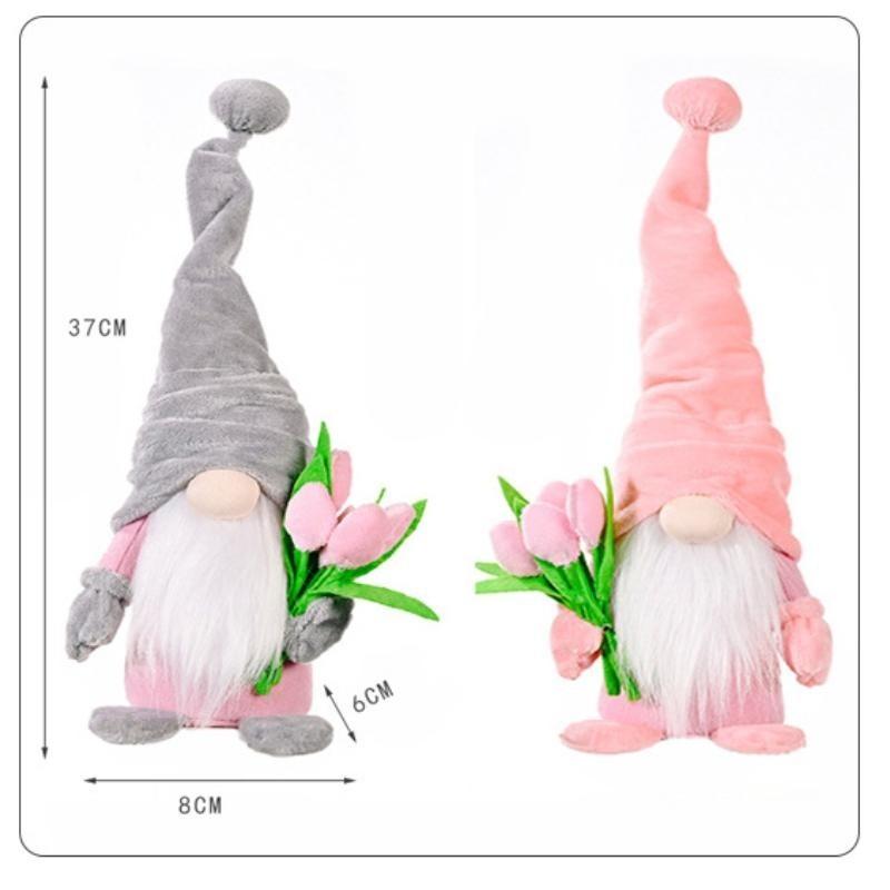 2025 Happy Mother's Day Holding Tulip Rudolph Gnome Creative Faceless Doll Dwarf Mother Gift Home Window Decoration Home Ornamen