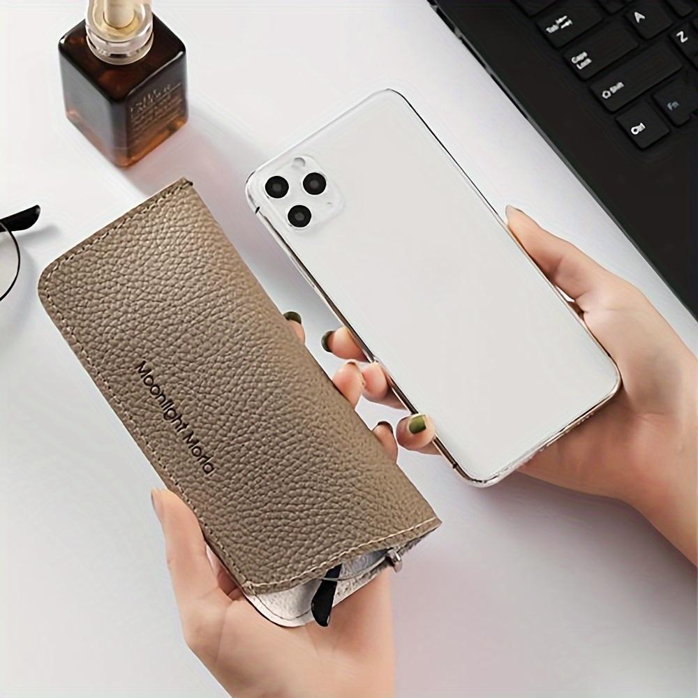 [Premium Eyeglass Case] Premium PU Leather 1pc Eyeglass Case | Portable Soft PU Leather Glasses Pouch with Clip for Women
