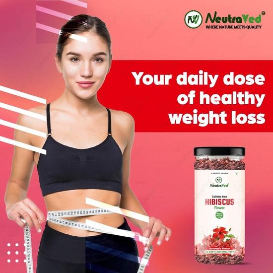 NeutraVed Hibiscus Tea 30g | Sun-Dried Sabdariffa Flower | Natural Red Color for Syrups, Cocktails & Mocktails| Reusable Pet Jar Pack of 1-30g