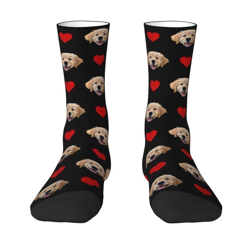 Fashion Print Personalized Face Custom Dog Photo Socks for Women Men Stretchy Summer Autumn Winter Crew Socks