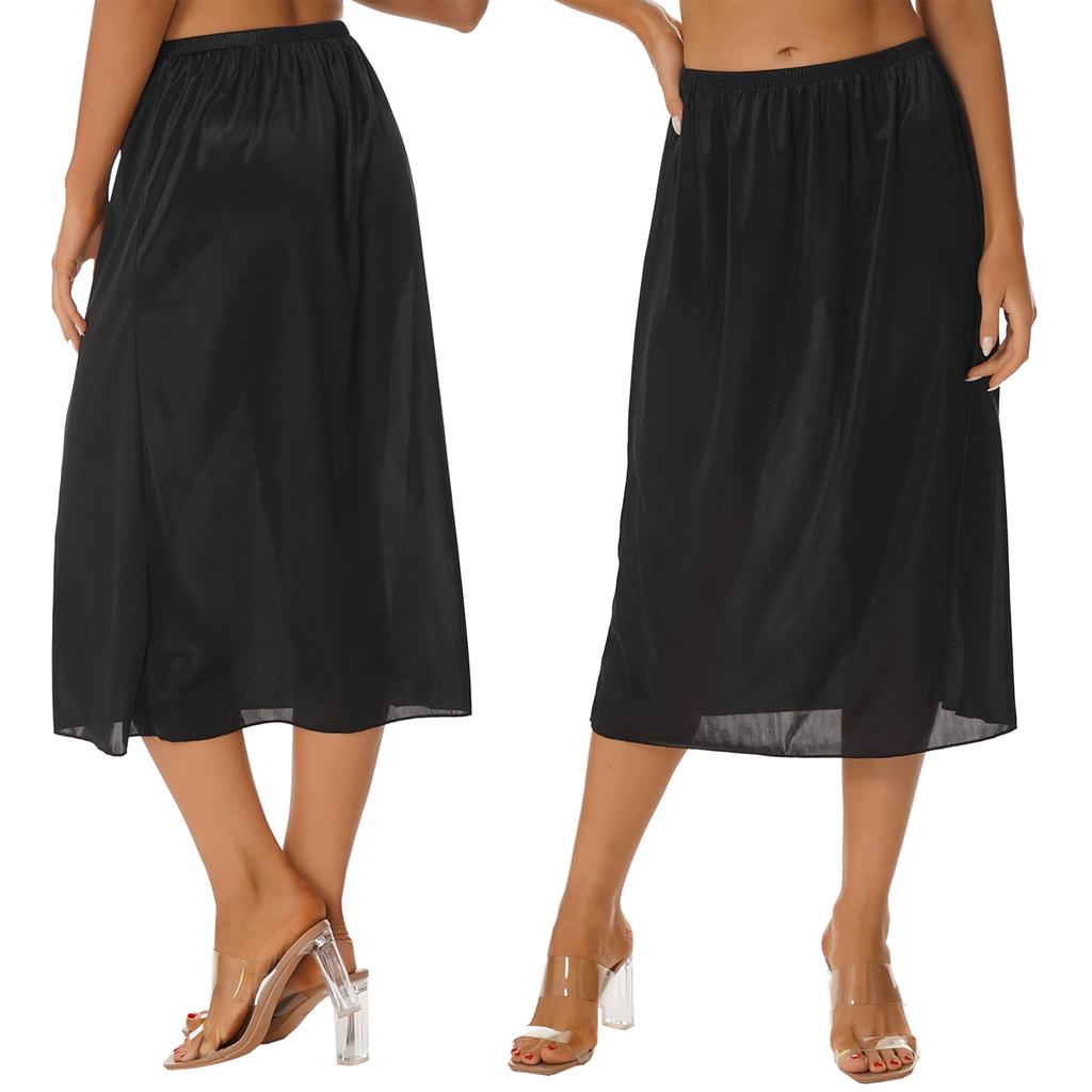 Halbslip Kurz/Lang Petticoat Unterrock Damen Satin Halbslip Halbslips für Unterkleider Slip
