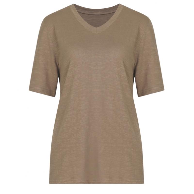 Shop Women Slub CoTTon V Neck ShorT sleeVe T shirT Dai Wsh 0520