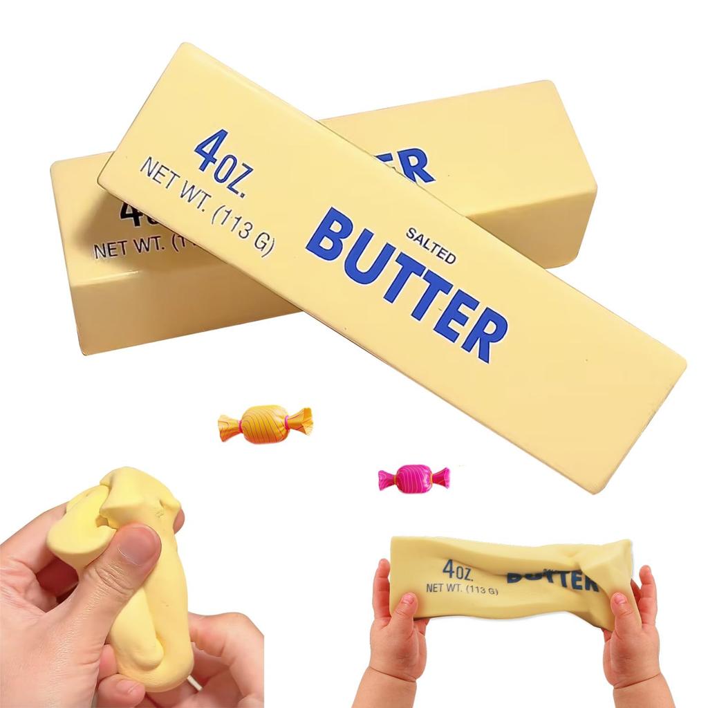 Simulated Butter Squeeze Toy: Maltose Stress Ball, Soft Slow Rebound Food Squishy, Sensory Fidget for Anxiety Relief, New