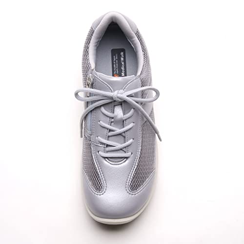 Asahi Medical Walk Walking Shoes, Medical Walk WK L030, Women's, Silver, Size 23.0cm, with SHM technology to prevent knee problems