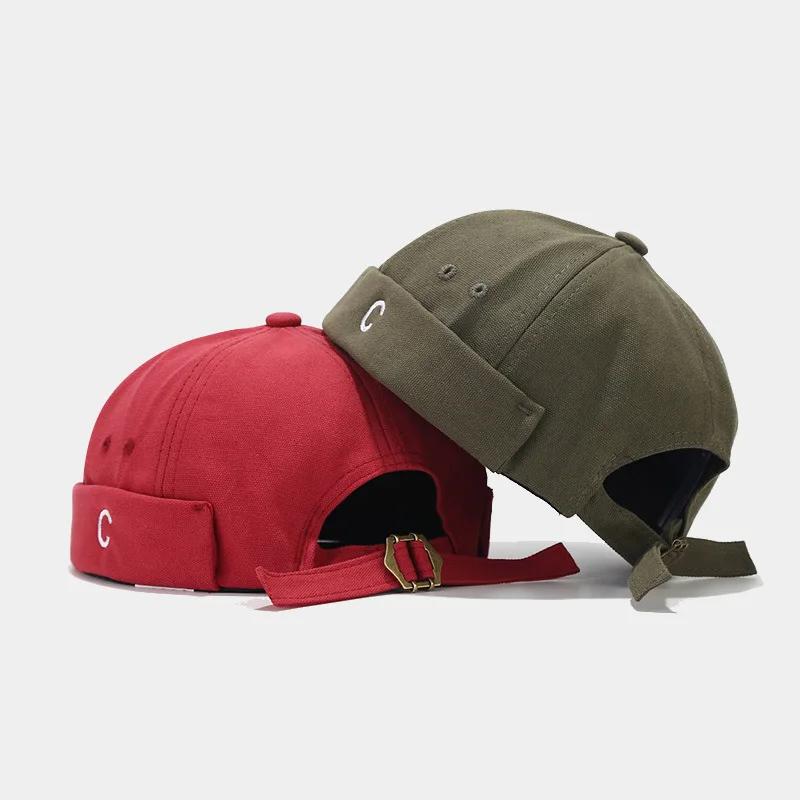 Spring and Summer Cotton Letter Embroidery Docker Cap Brimless Hat Beanie Landlord Sailor Cap Men and Women 108