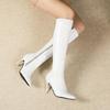 Jesień Zima Damskie Kozaki do Kolana Białe Czarne Wysoki Cienki Obcas Sukienka Klubowa Biurowa Szpiczasty Nosek Zamek Błyskawiczny Pluszowe Długie Kozaki Jeździeckie