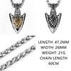 Valknut Odin Sword Pendant Necklace Men's Gungnir Vegvisir Amulet Rune Stainless Steel Necklace Jewelry Gift