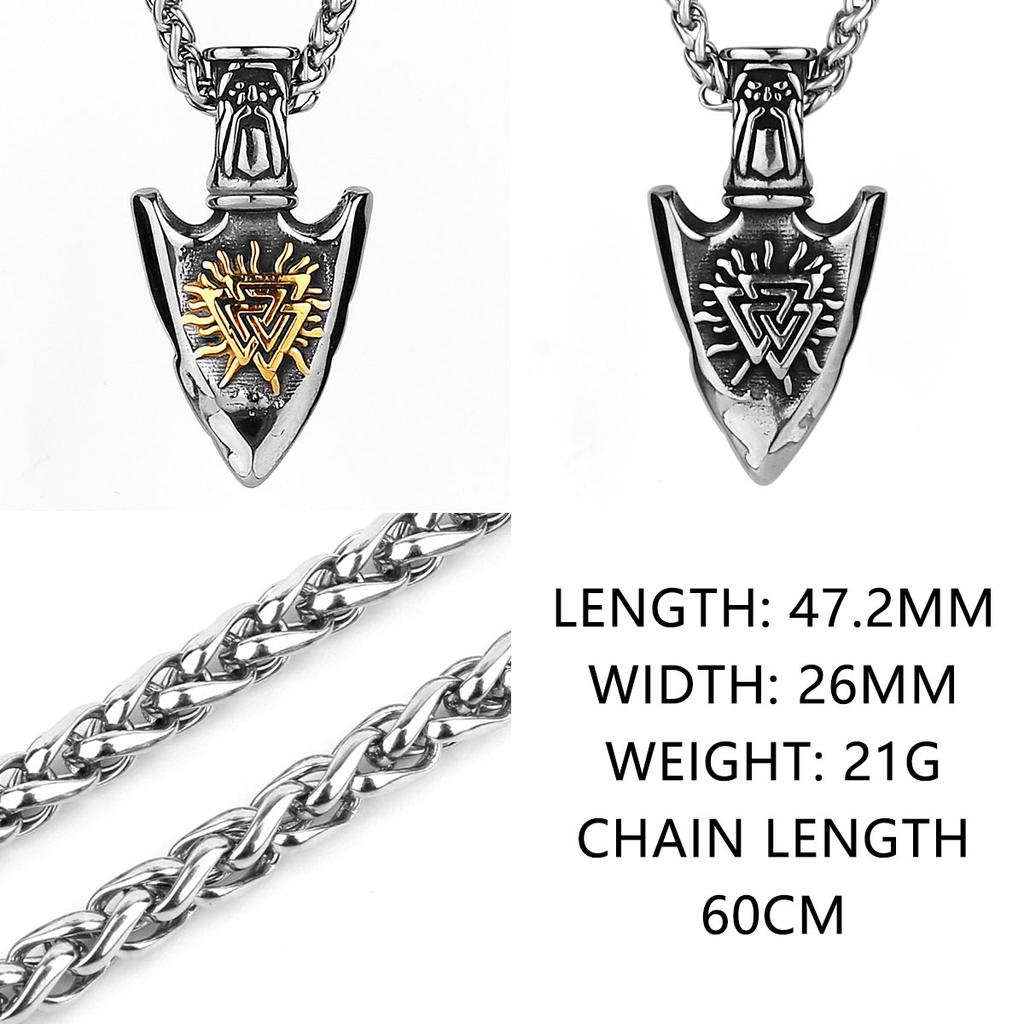 Valknut Odin Sword Pendant Necklace Men's Gungnir Vegvisir Amulet Rune Stainless Steel Necklace Jewelry Gift