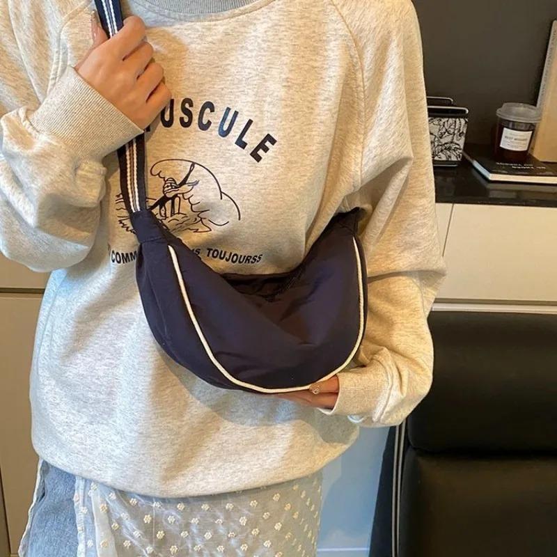 Casual Commute Women's Hobos Crossbody Bags Lightweight Portable Ladies Shoulder Bag Ctrast Color Simple Female Purse Handbags