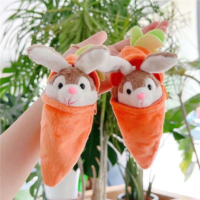 Carrot Bunny Plush Toy Figure & Keychain Ornament