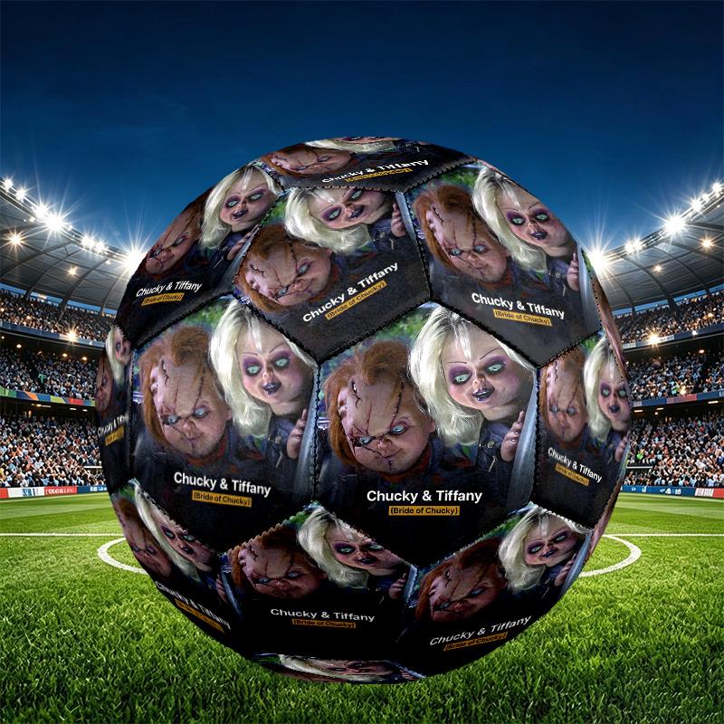 Bride of Chucky Print Size 5 Soccer Ball, PU Wear Resistant Football for Match Training and Daily Practice, Birthday Gift for Soccer Fans