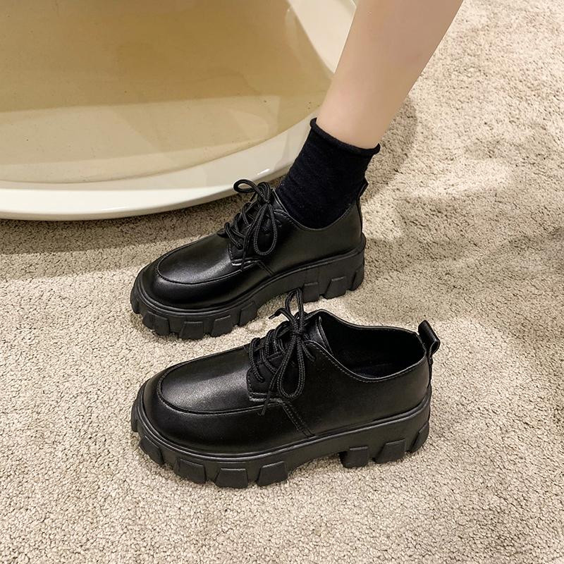 Fashion Women's New Autumn Thick Heel Shoes Round Head Front Strap Thick Sole Anti-slip Wear-resistant Low-top Shoes