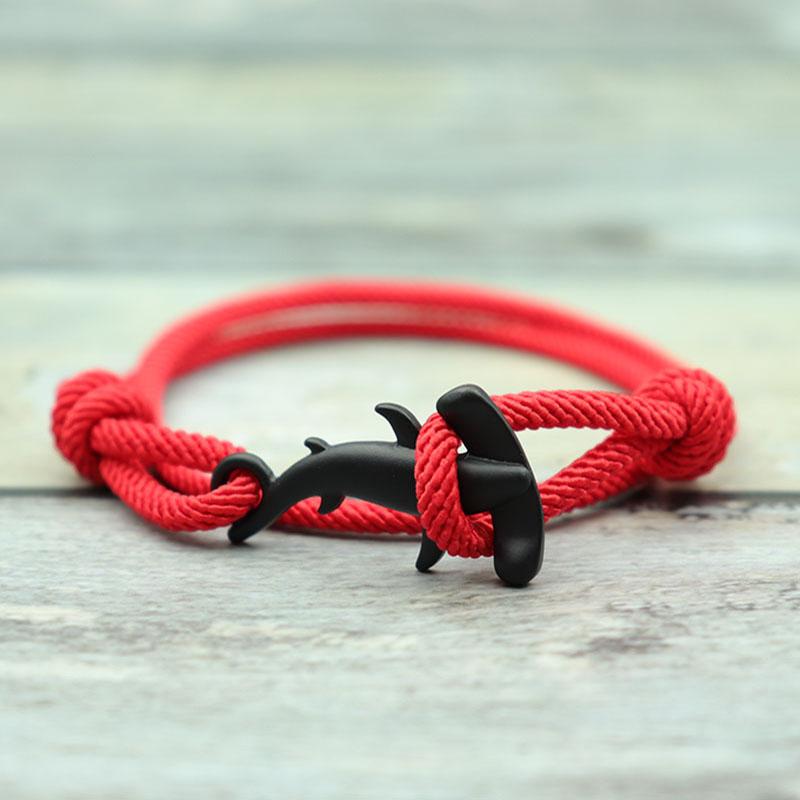 Charm Bracelet Men Women Double Layer Adjustable Ocean Shark Braslet Camping Jewelry Male Beach Accessories Gift For Him Pulsera