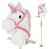 Unicorn Stick Horse with Wood Wheels, Real Pony Neighing and Galloping Sounds, Grip Handle, 95 cm, White