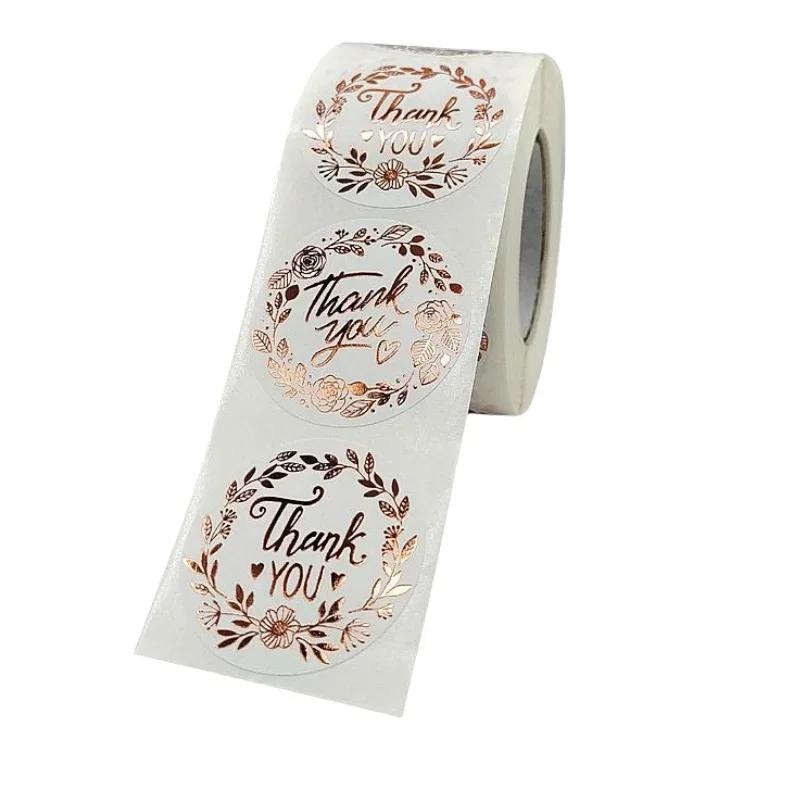 500 Pezzi Adesivi Grazie, Adesivi Etichette con Motivo Floreale Monogrammato, Adesivi Regalo Ringraziamento, Etichette Adesive