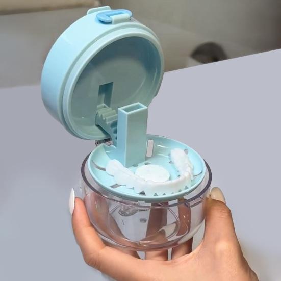 Aligner Cleaning Container Retainer Case with Mirror, Removal Tool, Brush, Leak-Proof Denture Invisible Braces Box Bath Holder, Dental for Orthodontic