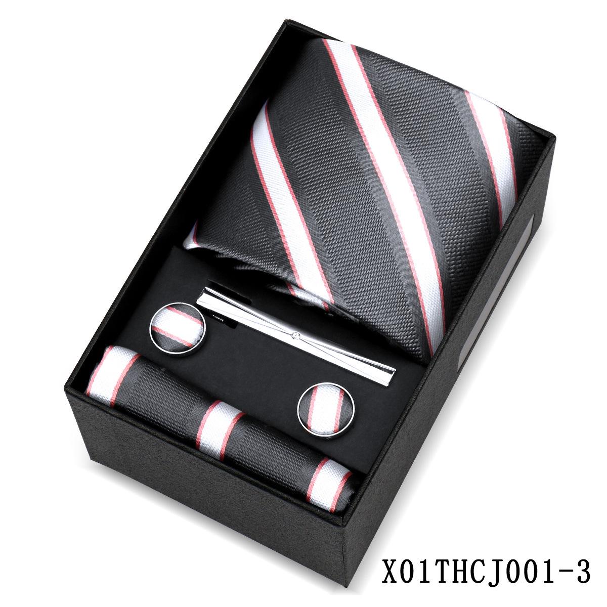 Men s European Style Striped Tie  Pocket Square Gift Set - Formal High-End Hand-Tied Feel