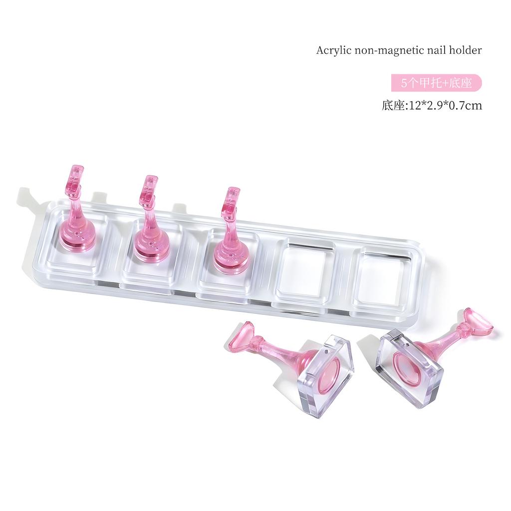 5/10Grid Non-Magnetic Nail Acrylic Display Stand Transparent Holder For Practice Showing Shelf False Nails Holder DIY Salon Tool
