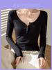 T Shirt Women Long Sleeve Slim Fit Pure Cotton Ribbed Fabric For Autumn Winter Style