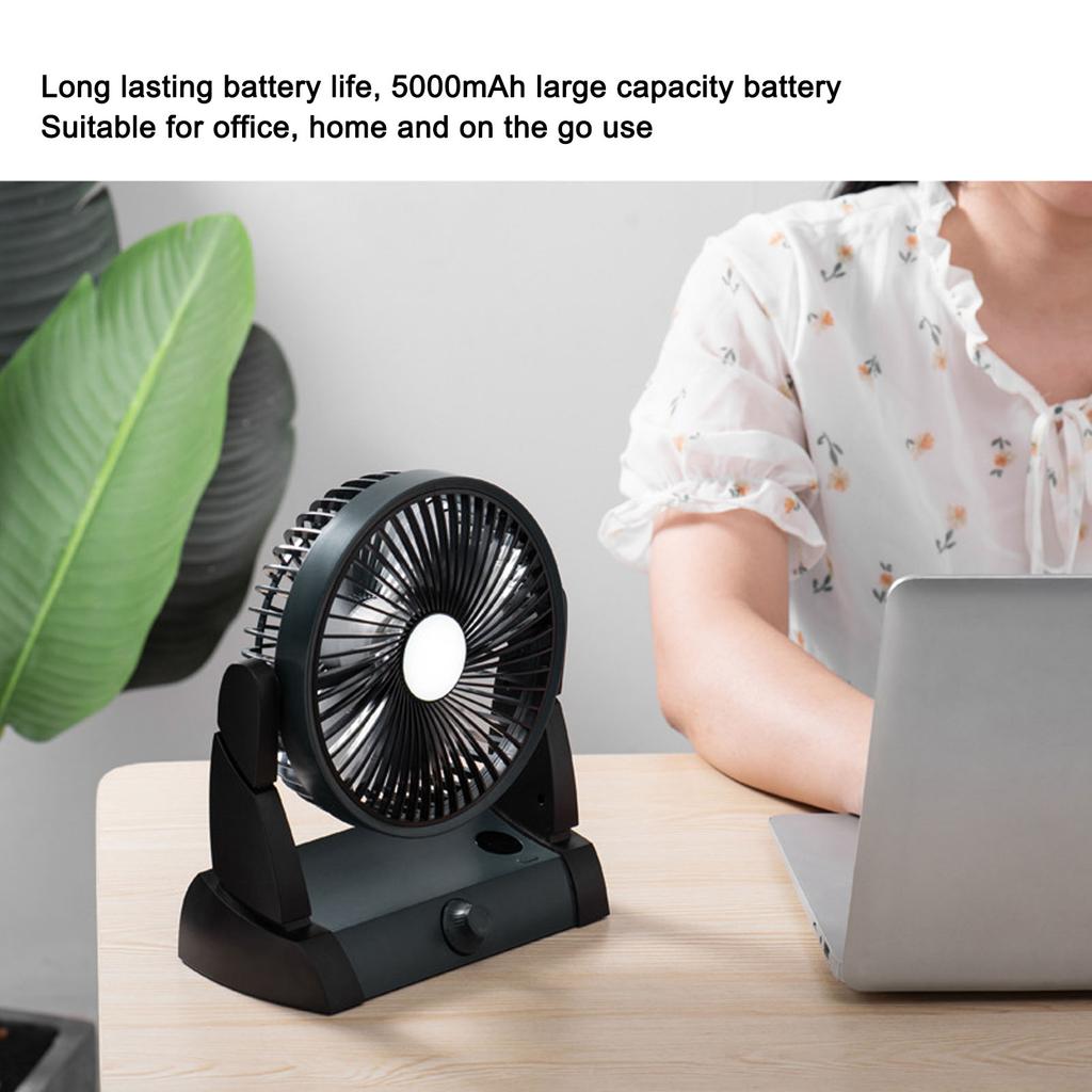 USB Small Desk Fans 2 s LED Silent 5000mAh Battery Re able Portable Desk Fan for Outdoor Camping