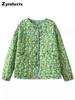 Fall Winter New Fashion Floral Cotton Jacket Women's Crew Neck Printed Loose Small Boutique Cotton Coat