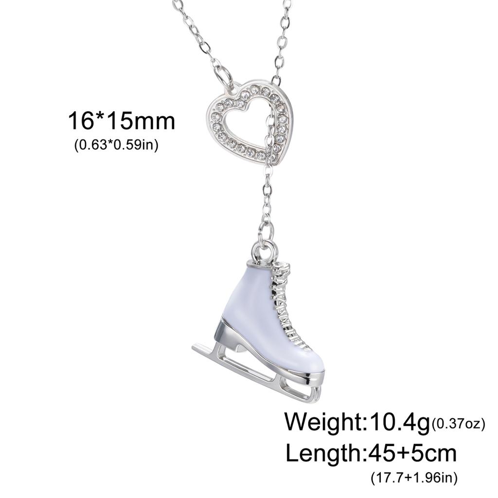 Collana Ciondolo Pattini da Ghiaccio Smaltati per Donne Uomini Strass Scarpe da Pattinaggio Bianche Collane Gioielli Sportivi Regalo