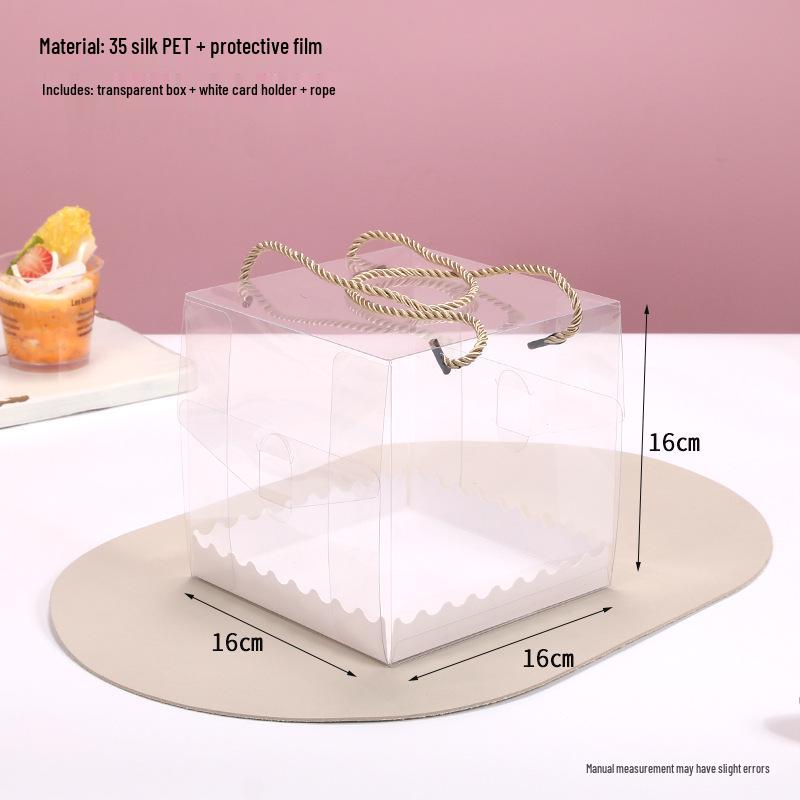 Transparent PET Swiss Roll Cake Box with Handle