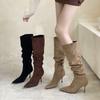 Knee Over Boots 2026 New Style Large Walled Stacked Boots Pointed Boots Women's Slim Heeled High Boots