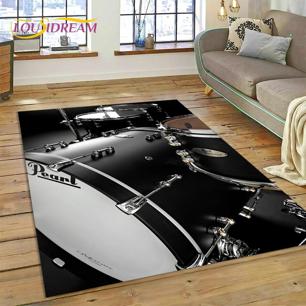 

3D барабанна установка Стійка для барабанів Музичні інструменти Килимок для спальні Вітальня Прикраса домашнього дивана, Дитячий великий декор Килимок для підлоги 100cm x 150cm