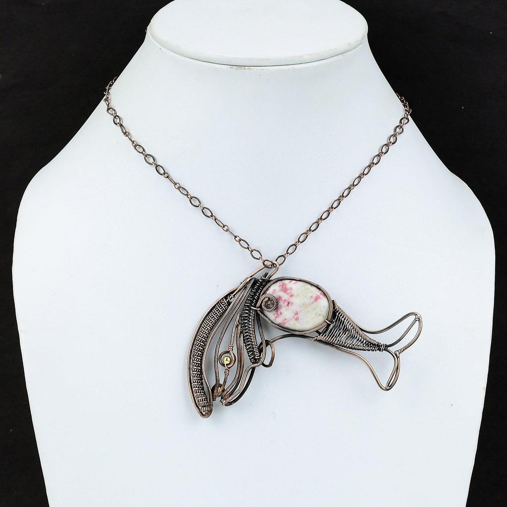 Cinnabarite Pendant Copper Wire Wrapped Jewelry Handmade Pendant Very Pretty Fish Pendant Cinnabarite Jewelry Gemstone Copper Pendant Gift For Mom