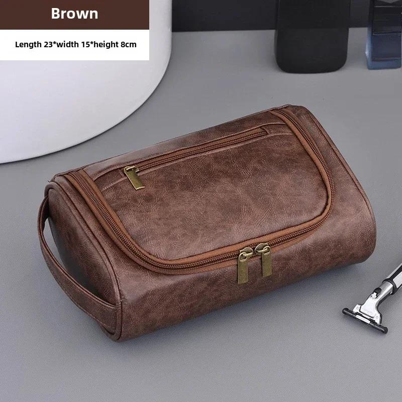 Women Men Retro PU Leather Cosmetic Bags  Travel Toiletry Bag Female Waterproof Travel Makeup Bag Toiletry Bag