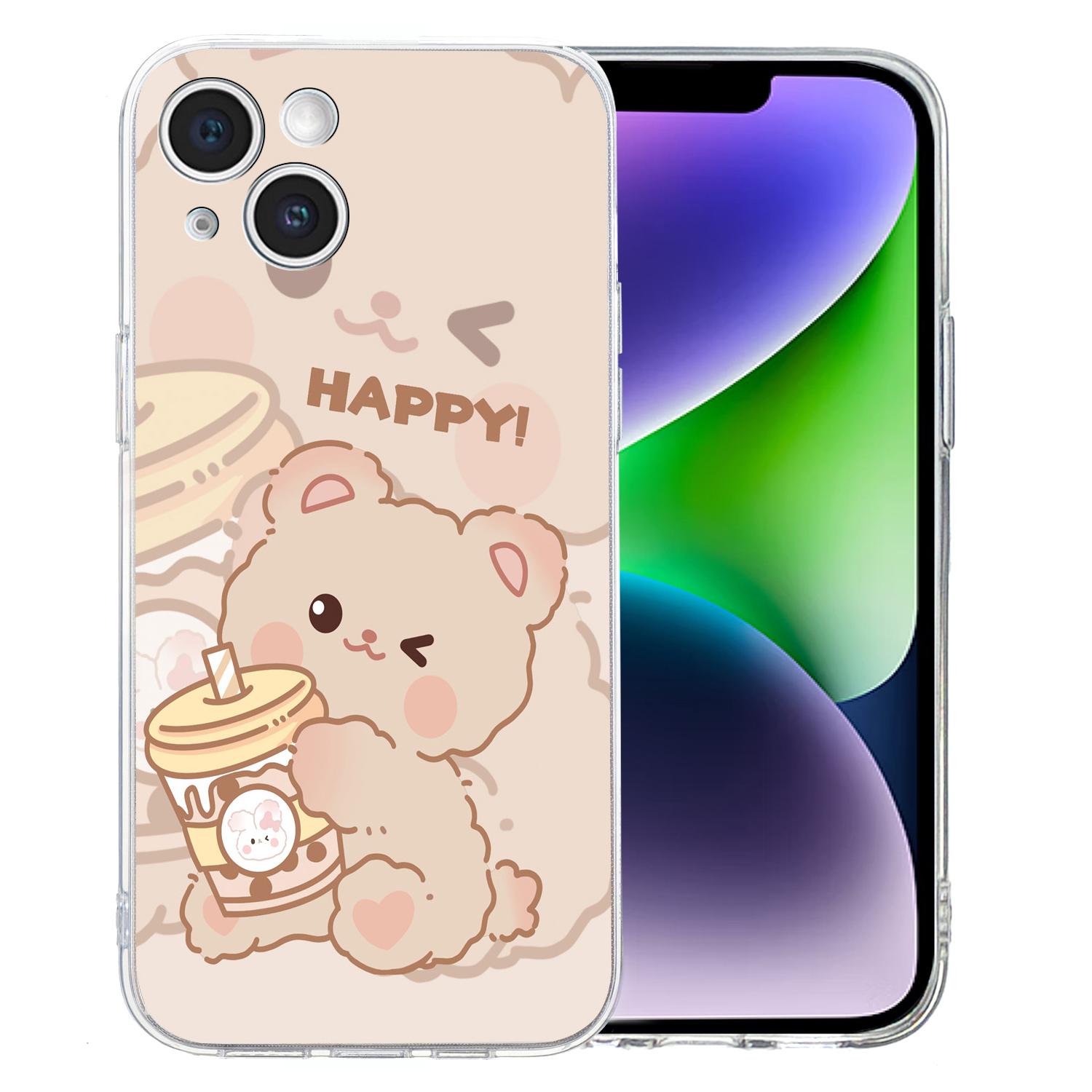 

For iPhone 14 Case Pattern Printing Flexible TPU Slim Phone Cover Bear
