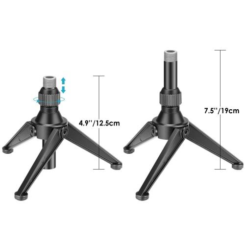 Neewer Mini Tabletop Microphone Tripod Stand, Foldable, Iron, Adjustable Height, 4.9-7.5 inches/12.5-19 cm, Suitable for Lectures, Podcasts, Online Ch