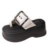 Moda 8cm Ciabatte Estive da Donna Chunky Moda Sandali con Zeppa Infradito Ciabatte con Fibbia Zeppe Platform Scivoli da Spiaggia Zapatos