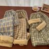 Winter Thick Plaid Pants Women Korean Fashion Warm Loose Wide Leg Trousers Student Y2K Causal High Waist Pants Outwear