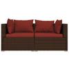 Vidaxl 2-Osobowa Sofa Ogrodowa Z Poduszkami, Polirattan, Brązowa