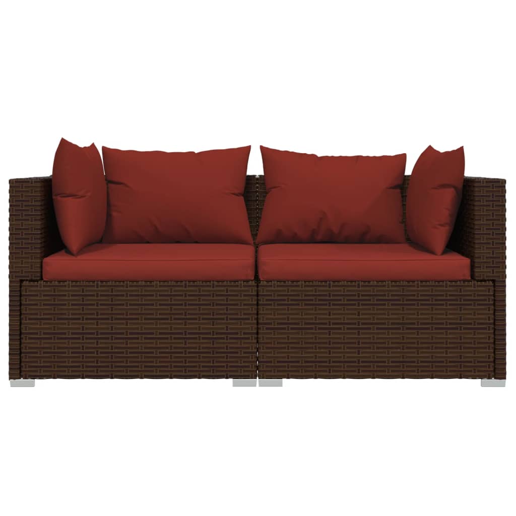Vidaxl 2-Osobowa Sofa Ogrodowa Z Poduszkami, Polirattan, Brązowa