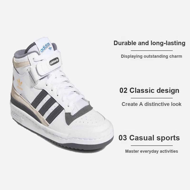 adidas Originals Forum Mid J Scarpe da Skate Mid-Top Casual per Bambini Sneaker per Bambini Bianco Grigio GY7061