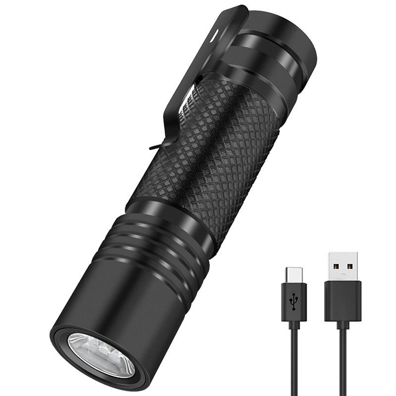 Mini Flashlight Aluminum Alloy Built-in Battery USB-C Charging Outdoor Household Bright Flashlight
