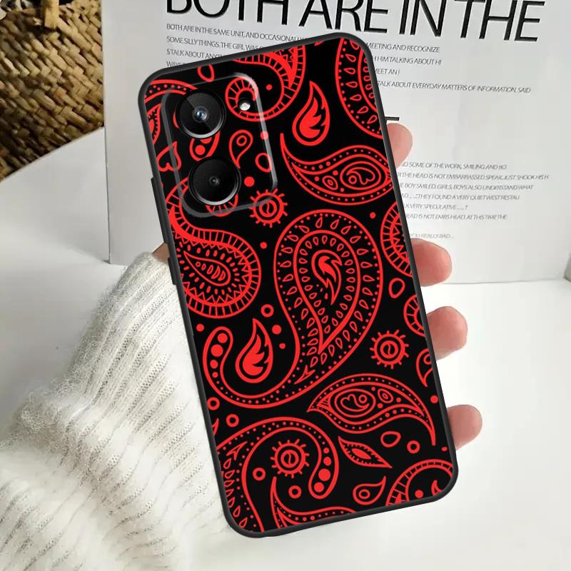 Black Bandana Paisley For Realme 15 10 11 12 13 14 Pro Plus C65 C67 C63 C61 C55 C51 C53 C35 C75 GT6 GT7 Pro Case
