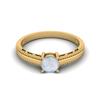 925 Sterling Silver Gold Vermeil 0.50 Cts Round Moonstone Solitaire Beaded Shank Anniversary Women Ring